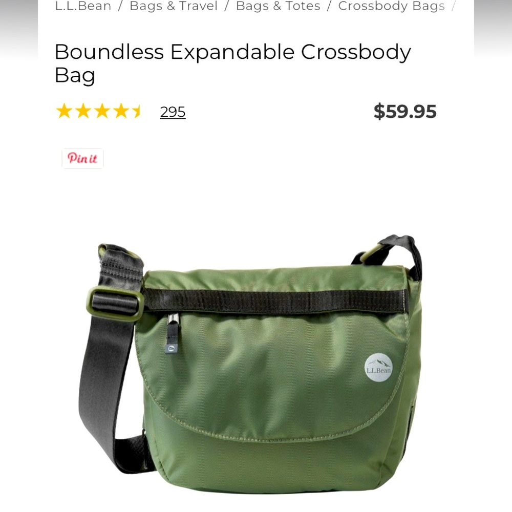 L.L Bean boundless expandable crossbody bag